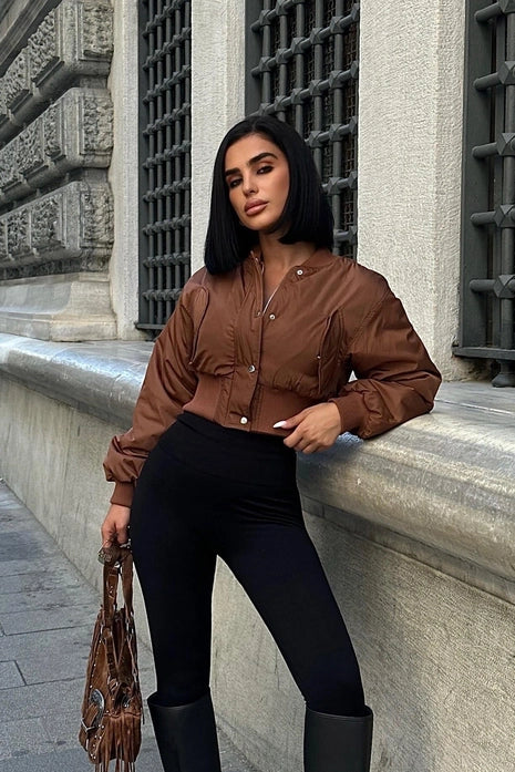 ERICA - CHAQUETA BOMBER CORTA MARRÓN
