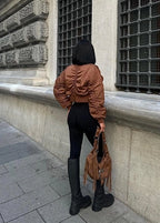 ERICA - CHAQUETA BOMBER CORTA MARRÓN