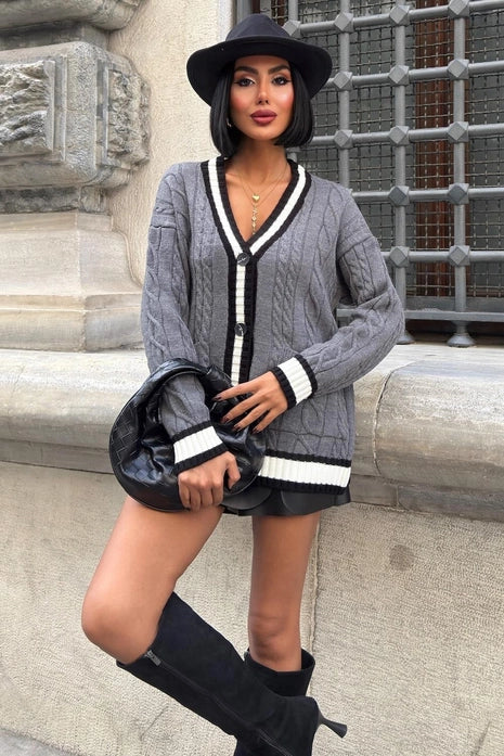 MIRIAM - CÁRDIGAN GRIS DE PUNTO