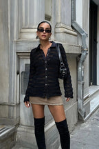 MARINA - CÁRDIGAN NEGRO ESTILO POLO