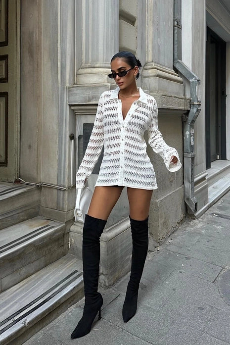 MARINA - CÁRDIGAN BLANCO ESTILO POLO