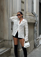 MARINA - CÁRDIGAN BLANCO ESTILO POLO