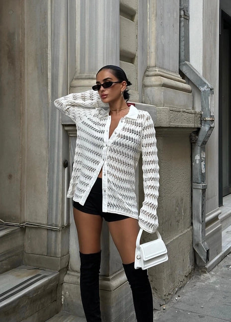 MARINA - CÁRDIGAN BLANCO ESTILO POLO