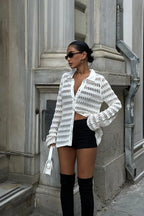 MARINA - CÁRDIGAN BLANCO ESTILO POLO