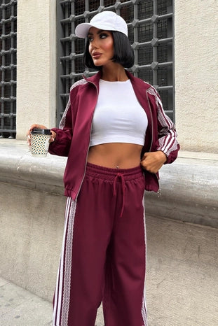 ALESSIA - SET CHANDAL GRANATE CHAQUETA Y PANTALÓN