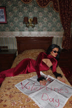 MELANIE - VESTIDO MAXI TERCIOPELO BURDEOS