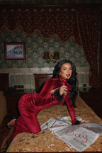 MELANIE - VESTIDO MAXI TERCIOPELO BURDEOS