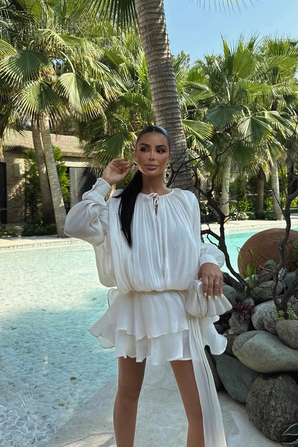 AMINA - VESTIDO MINI SATINADO BLANCO