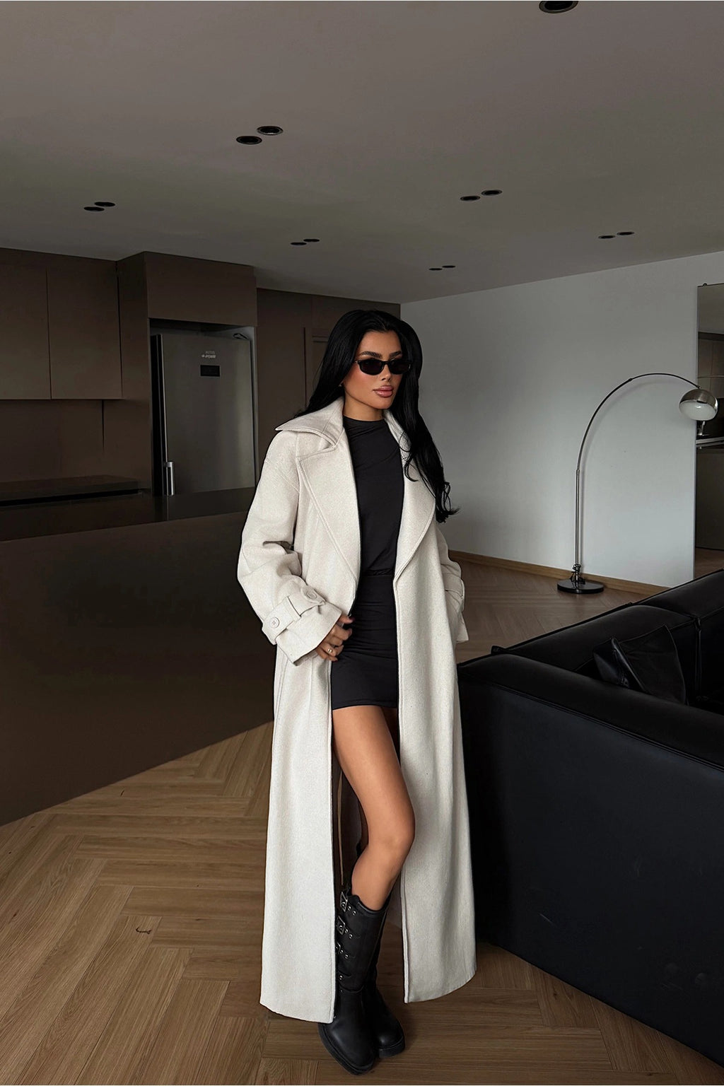 CHLOE - ABRIGO LARGO CON CINTURON BEIGE