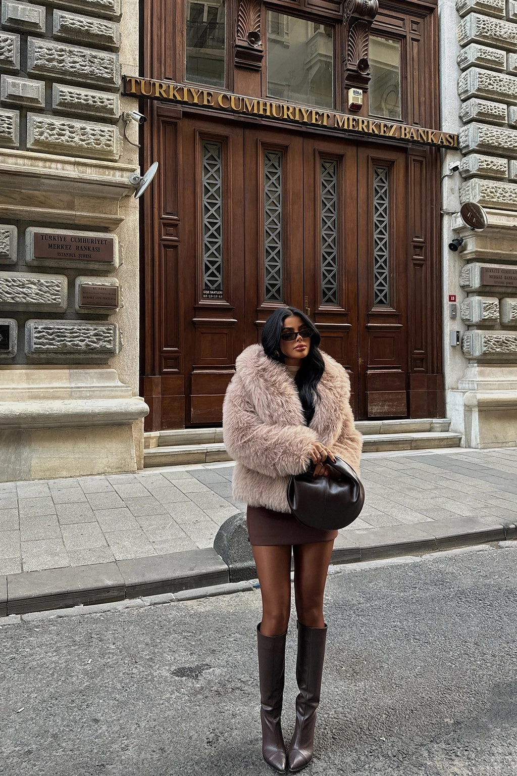 BELLA - ABRIGO DE PELO ROSA PALO