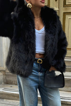 BELLA - ABRIGO DE PELO NEGRO