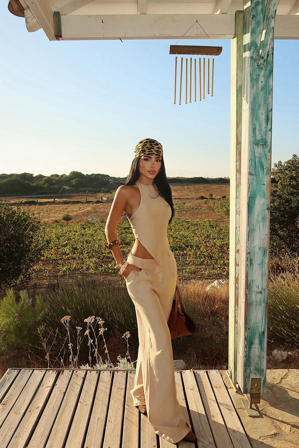 DAYANA - SET TOP ASIMÉTRICO BEIGE