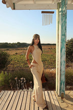 DAYANA - SET TOP ASIMÉTRICO BEIGE