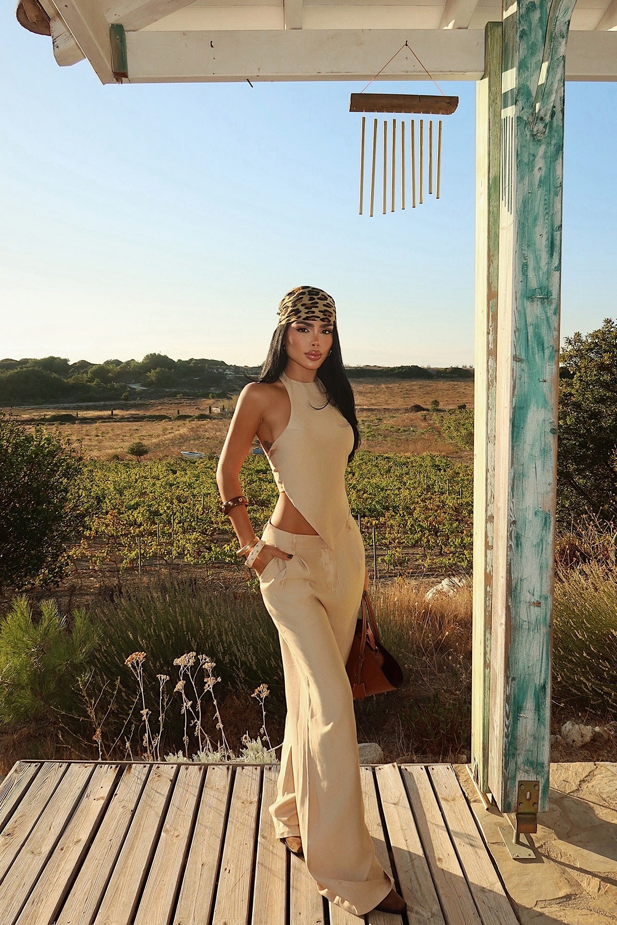 DAYANA - SET TOP ASIMÉTRICO BEIGE