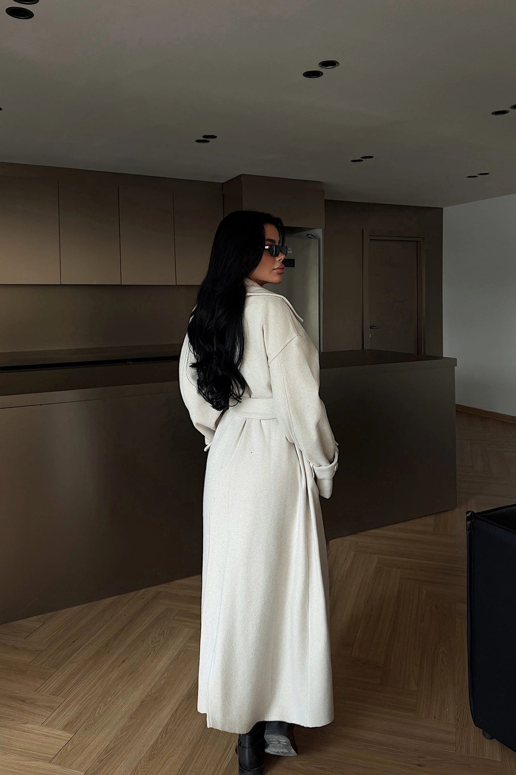 CHLOE - ABRIGO LARGO CON CINTURON BEIGE