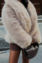 BELLA - ABRIGO DE PELO ROSA PALO