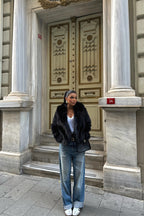 BELLA - ABRIGO DE PELO NEGRO