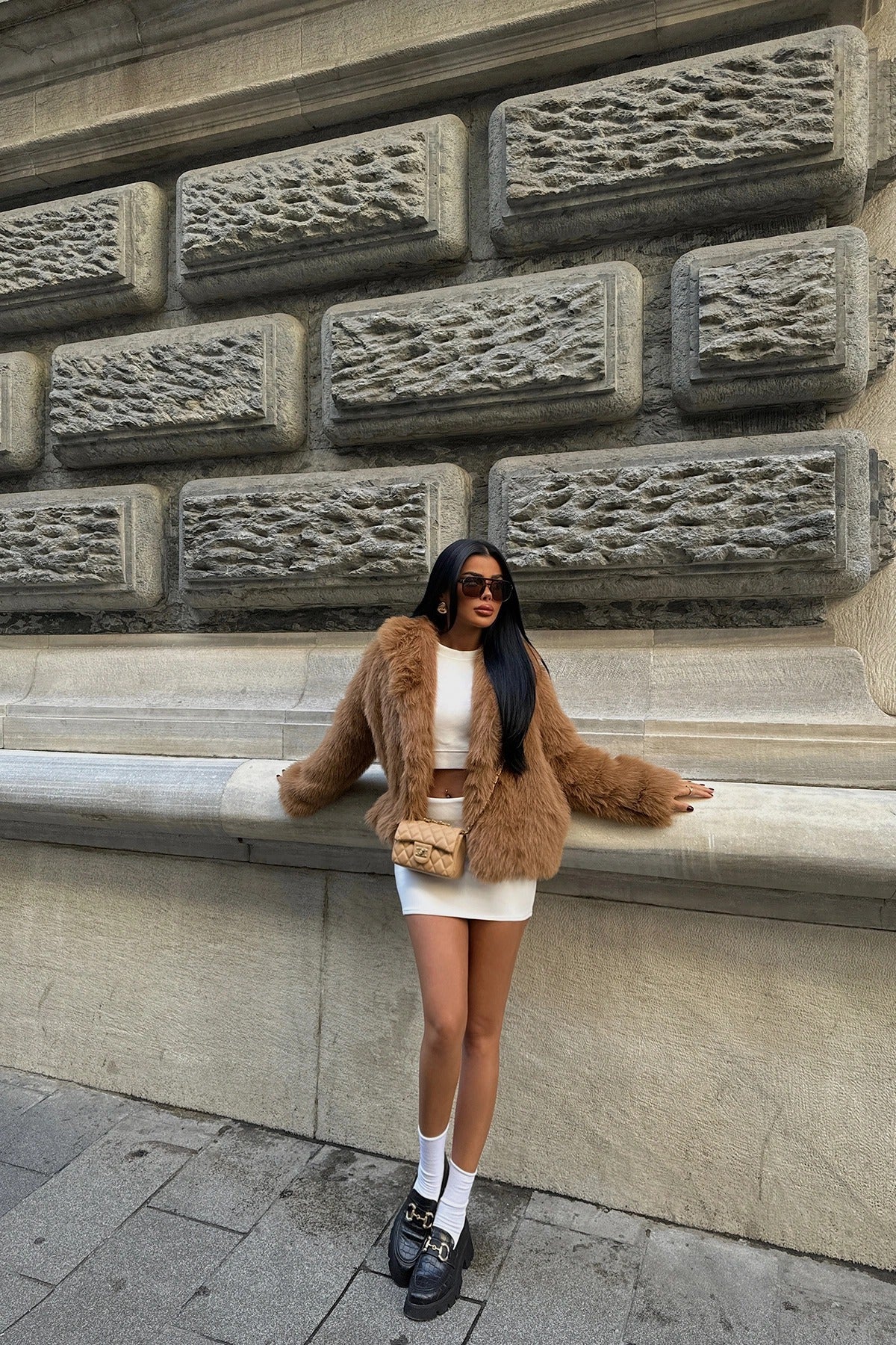 BELLA - ABRIGO DE PELO CAMEL