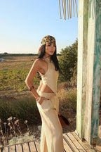 DAYANA - SET TOP ASIMÉTRICO BEIGE