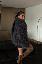 MARIE - ABRIGO DE PELO GRIS OSCURO