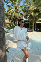 AMINA - VESTIDO MINI SATINADO BLANCO