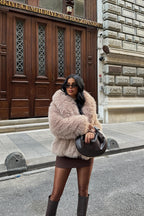 BELLA - ABRIGO DE PELO ROSA PALO