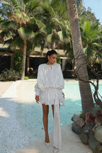 AMINA - VESTIDO MINI SATINADO BLANCO