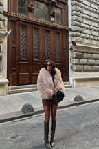 BELLA - ABRIGO DE PELO ROSA PALO