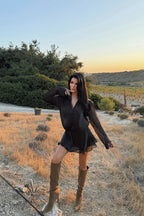 VALENTINA - VESTIDO MINI SATINADO NEGRO