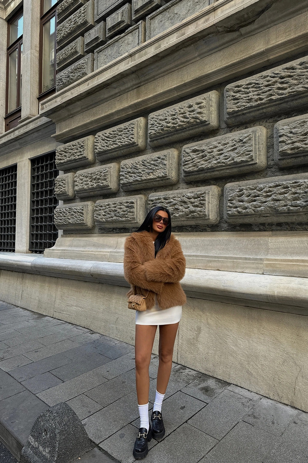 BELLA - ABRIGO DE PELO CAMEL