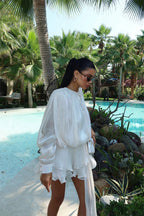 AMINA - VESTIDO MINI SATINADO BLANCO