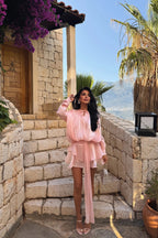 AMINA - VESTIDO MINI SATINADO ROSA