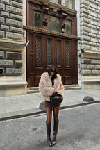 BELLA - ABRIGO DE PELO ROSA PALO