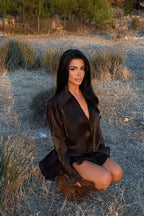 VALENTINA - VESTIDO MINI SATINADO NEGRO