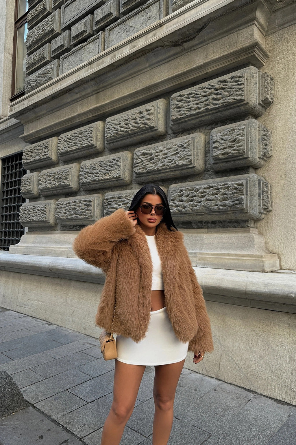 BELLA - ABRIGO DE PELO CAMEL