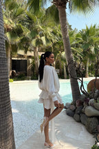 AMINA - VESTIDO MINI SATINADO BLANCO