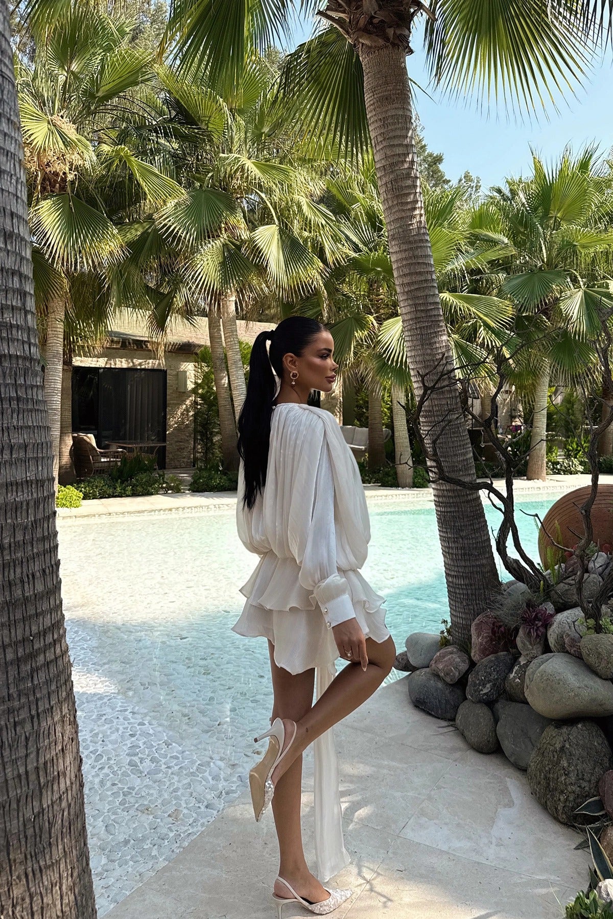 AMINA - VESTIDO MINI SATINADO BLANCO