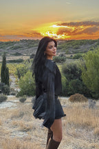 VALENTINA - VESTIDO MINI SATINADO NEGRO