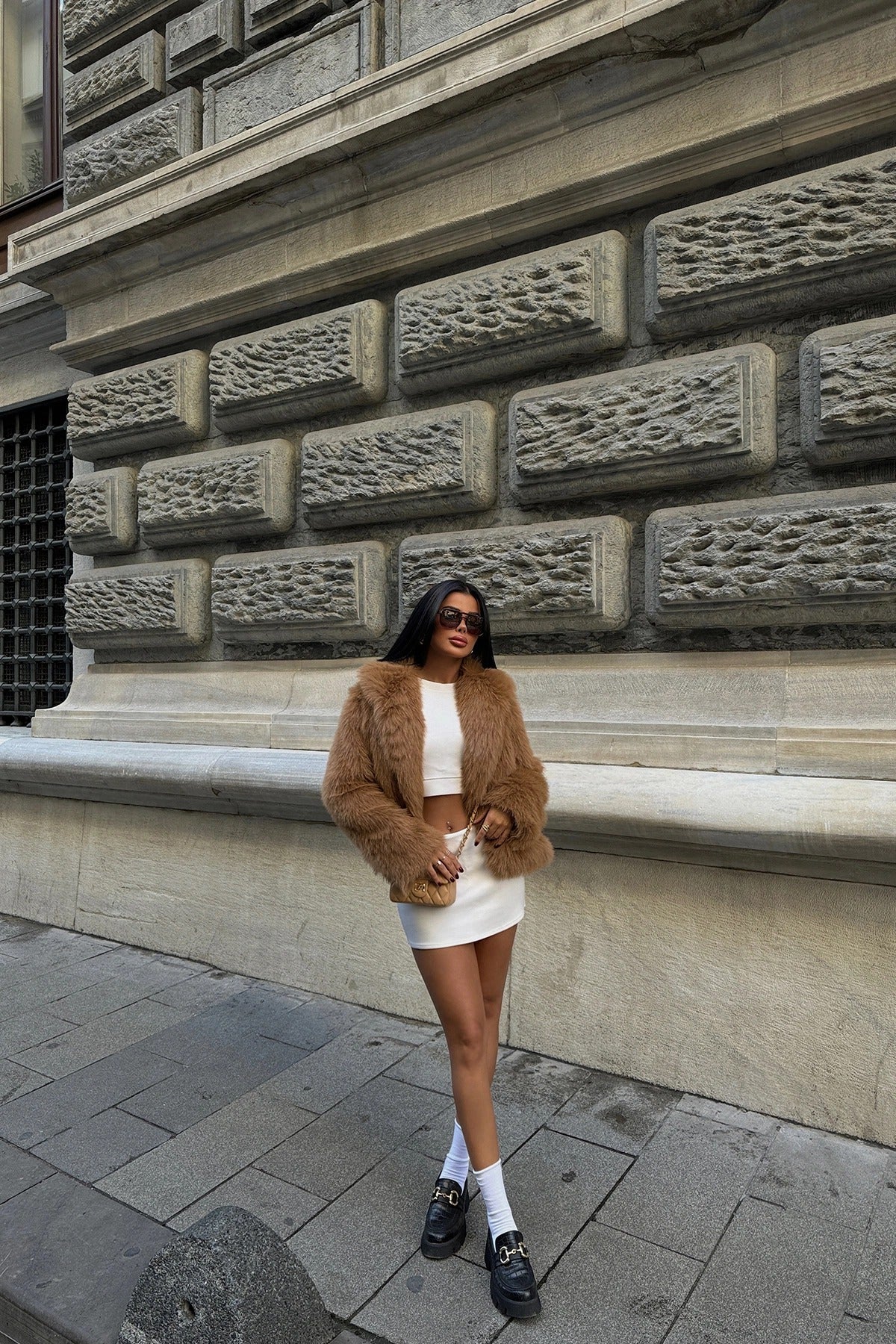 BELLA - ABRIGO DE PELO CAMEL