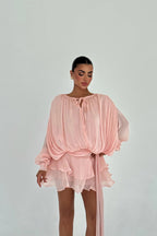 AMINA - VESTIDO MINI SATINADO ROSA