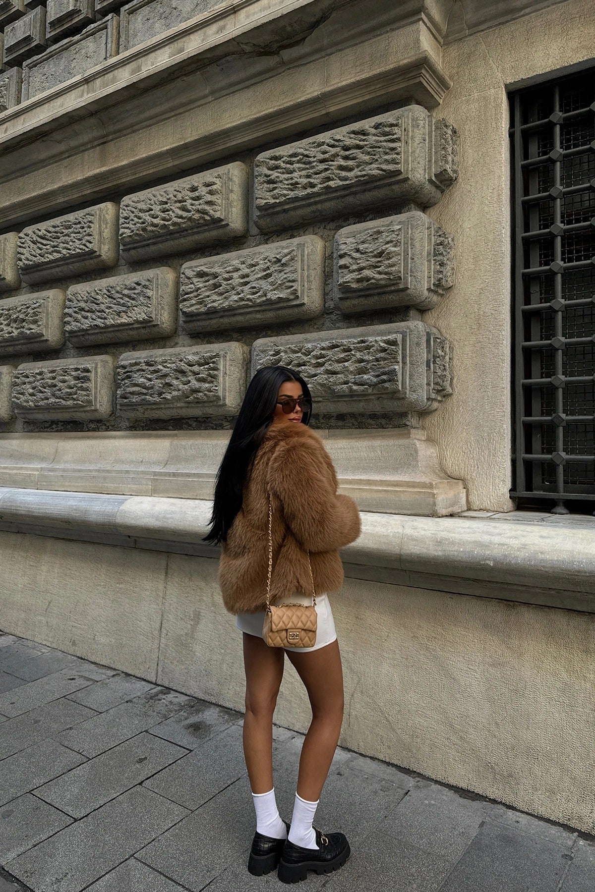 BELLA - ABRIGO DE PELO CAMEL