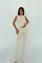 NADINE - SET ELÁSTICO CON NUDO BEIGE