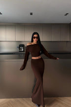 KAREN - SET DE PUNTO MARRÓN