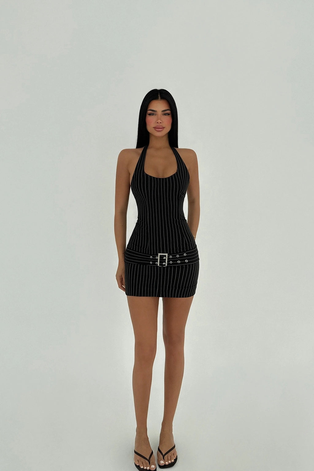 BLAKE - VESTIDO MINI CINTURÓN NEGRO