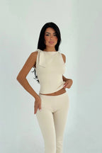 NADINE - SET ELÁSTICO CON NUDO BEIGE