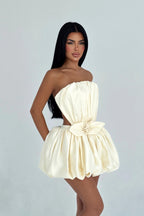 FLORA - VESTIDO MINI ABOMBADO CREMA