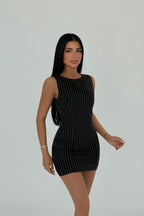 IRINA - VESTIDO MINI RAYAS NEGRO