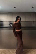 KAREN - SET DE PUNTO MARRÓN