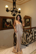 DALIDA - VESTIDO DRAPEADO BEIGE
