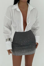 FRIDA - MINI FALDA CON BRILLANTES GRIS